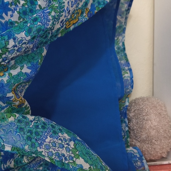 Joie Floral Blue and Green Women's Top Garden Party Brunch Career Large Vacation - Picture 8 of 15